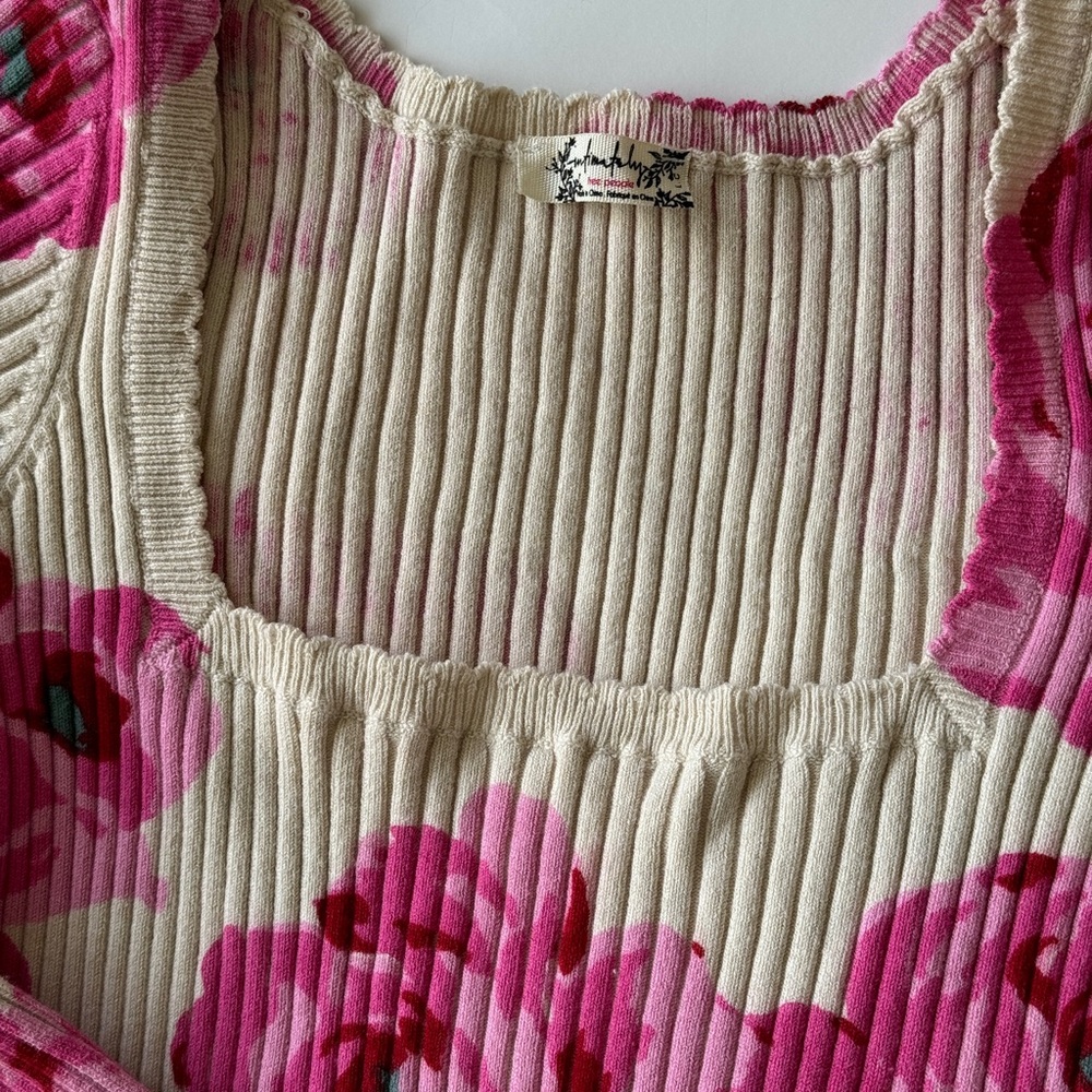 FP Movement by Free People Pink Floral Bodysuit